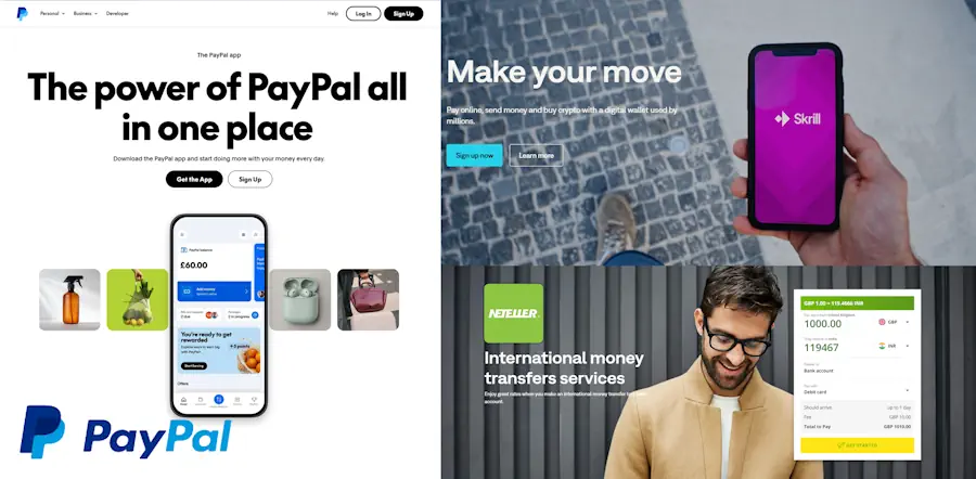 E-wallets Skrill, Neteller and PayPal Banner